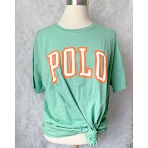 90s style polo logo graphic short sleeve shirt